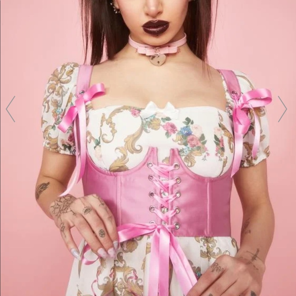 Pink under bust corset